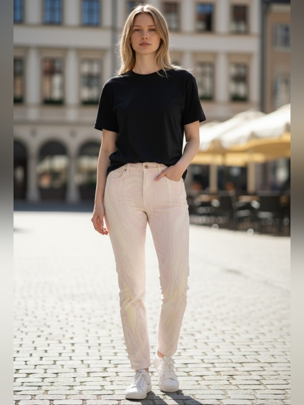 Current Elliott Marble Taffy Cigarette Jeans Skinny Stiletto Ankle Summer